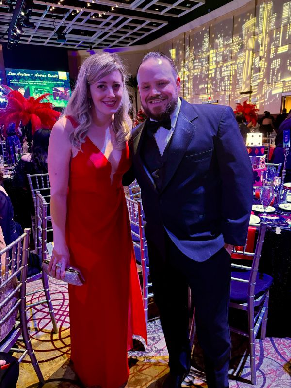 Tonight's look: 20% style, 80% trying not to spill on it.