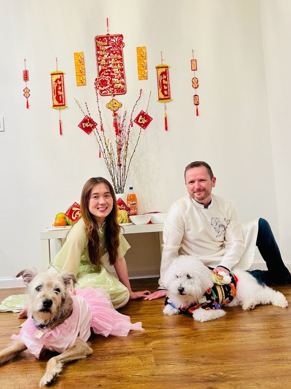 With Our Dogs Arya and Boba Celebrating Lunar New Year