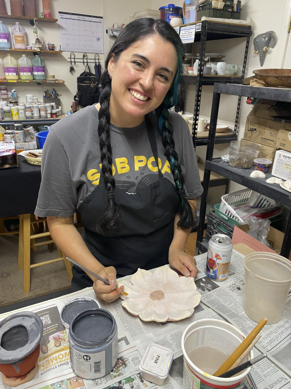Chloe Making a Ceramic Bowl at a Pottery Studio Near Their Home