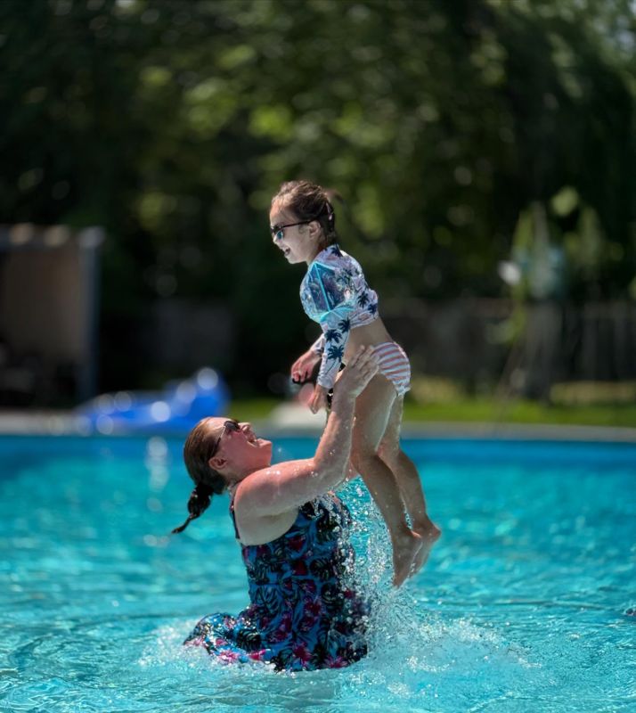 Heather Playing With Zoe in the Pool