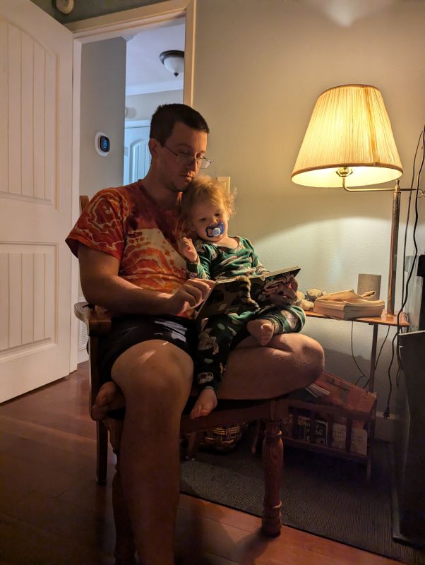 Gus Reading Mathurin a Bedtime Story