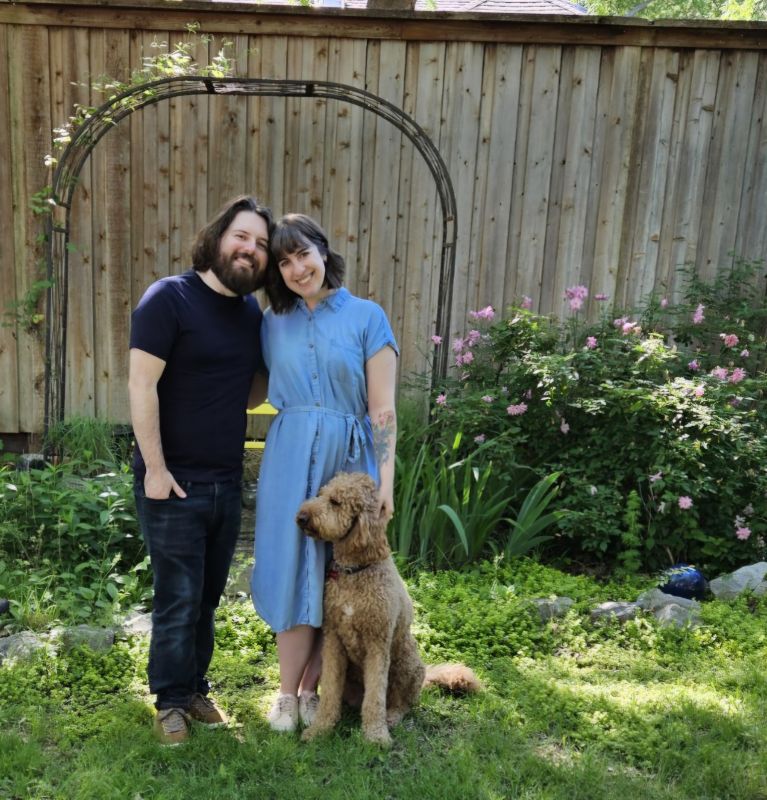 With our Dog in Our Garden
